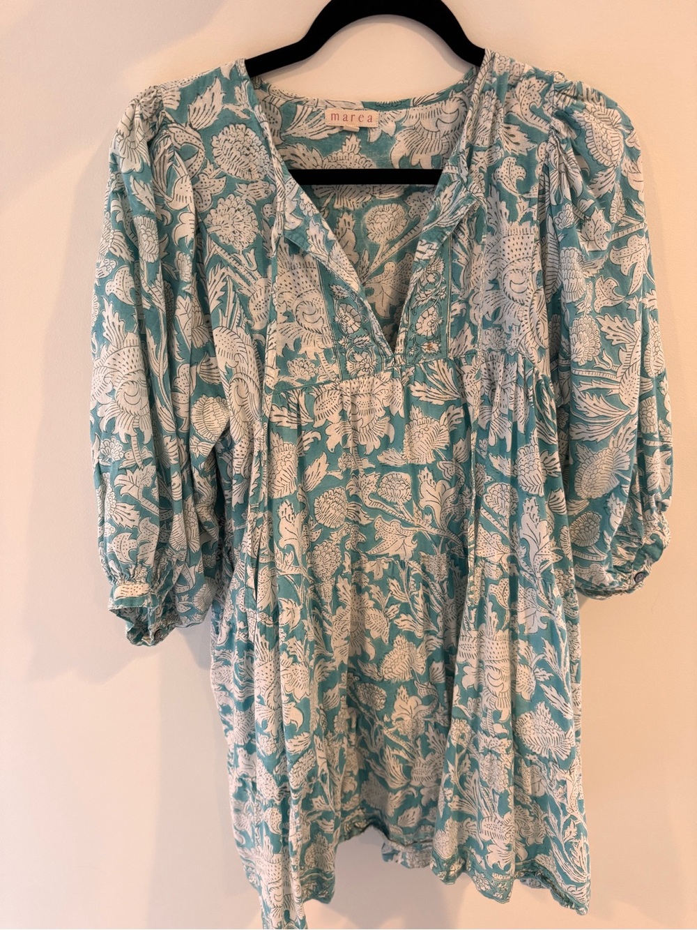 Marea Women's Teal & White Floral Mini Dress